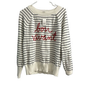 Gap Bon Vivant Womens Raglan Sweater Size Small White And Navy Stripe New